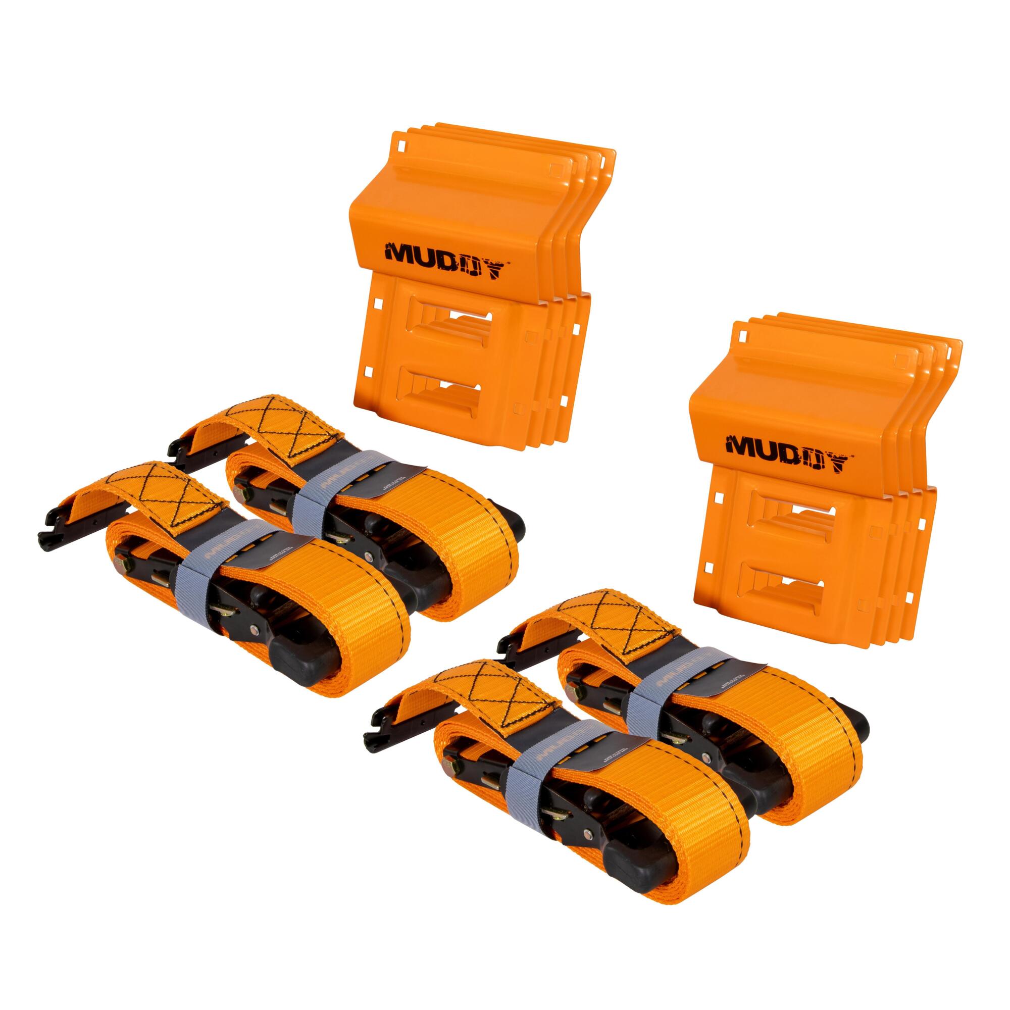 Muddy UTV Wheel Chock Tie-Down Kit — 4 Pack, Fits Tires Up to 35in., 1986-Lb. Breaking Strength, Orange, Model# MUD-WCTDK-4PK